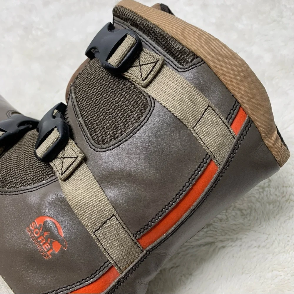 Sorel Big Kids Method 360 Brown Leather Snow Boots Waterproof Size 6 US / 38 EU